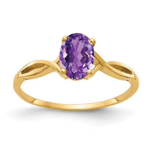 14k yellow gold 7x5mm oval amethyst checker ring y2197ac