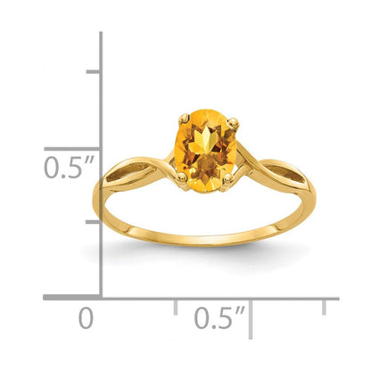 14K Yellow Gold 7x5mm Oval Citrine ring