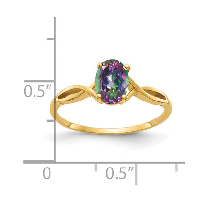7x5mm Natural Oval Fire Topaz 14K Yellow Gold Ring