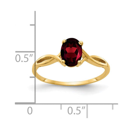 14K Yellow Gold 7x5mm Oval Garnet ring
