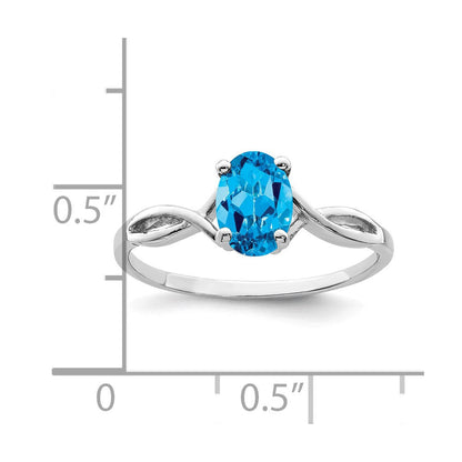 14k White Gold 7x5mm Oval Blue Topaz ring