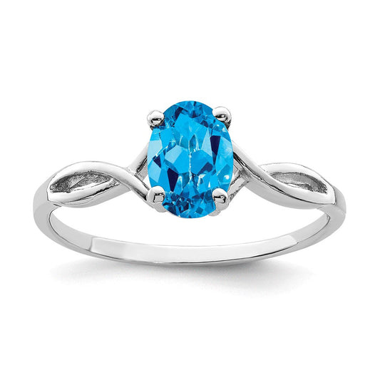 14k white gold 7x5mm oval blue topaz checker ring y2198bc