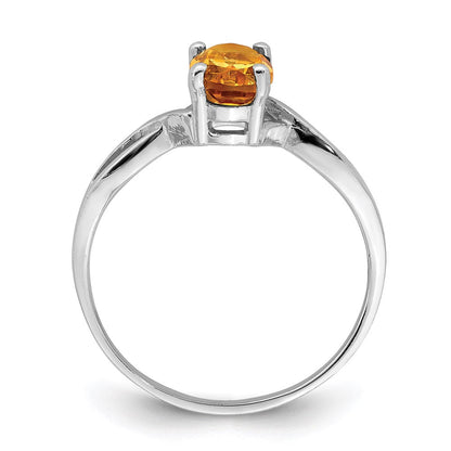 14k White Gold 7x5mm Oval Citrine ring
