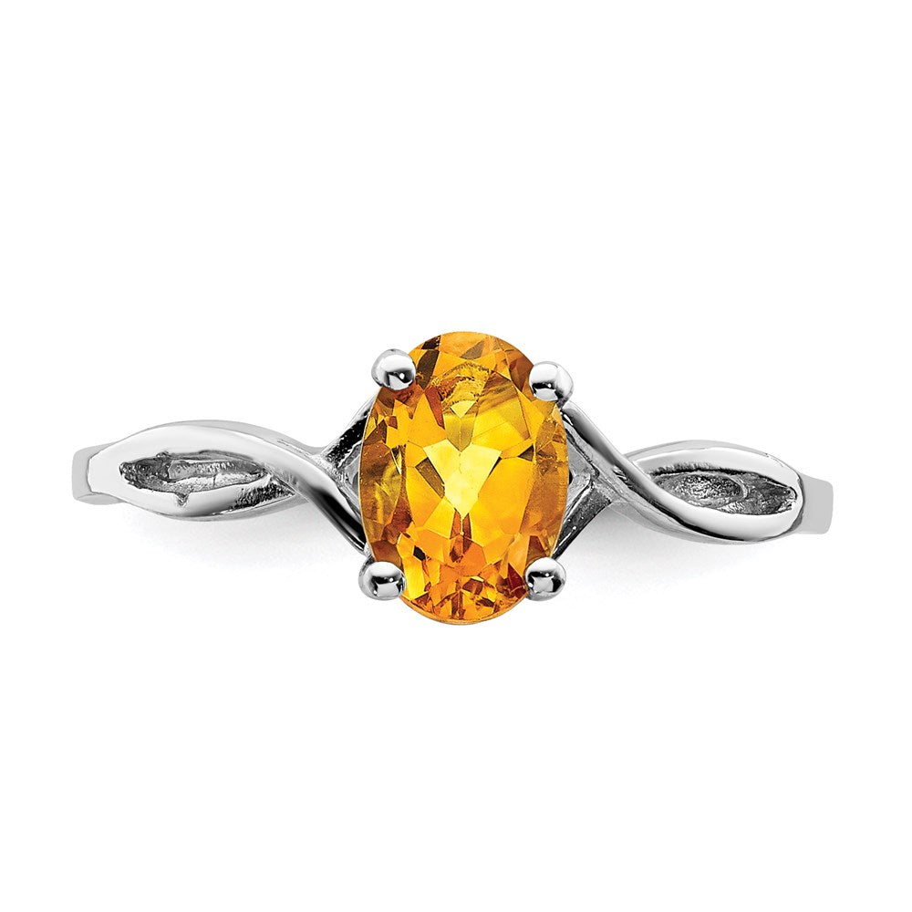 14k White Gold 7x5mm Oval Citrine ring