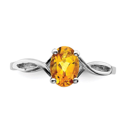 14k White Gold 7x5mm Oval Citrine ring