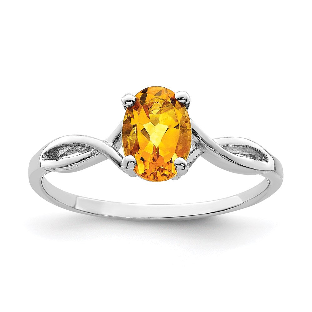 14k white gold 7x5mm oval citrine checker ring y2198cc