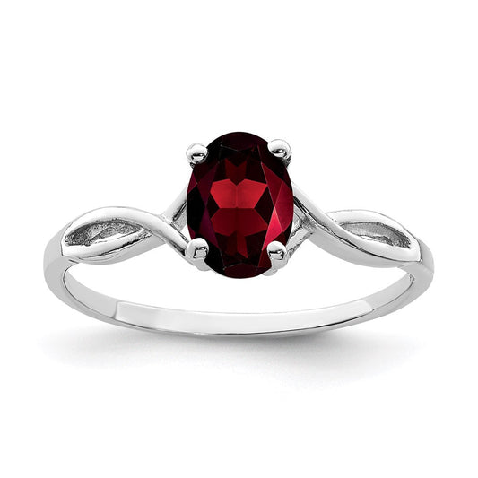 14k white gold 7x5mm oval garnet checker ring y2198gc