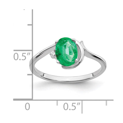 14k white gold 7x5mm oval emerald a real diamond ring y2202e a
