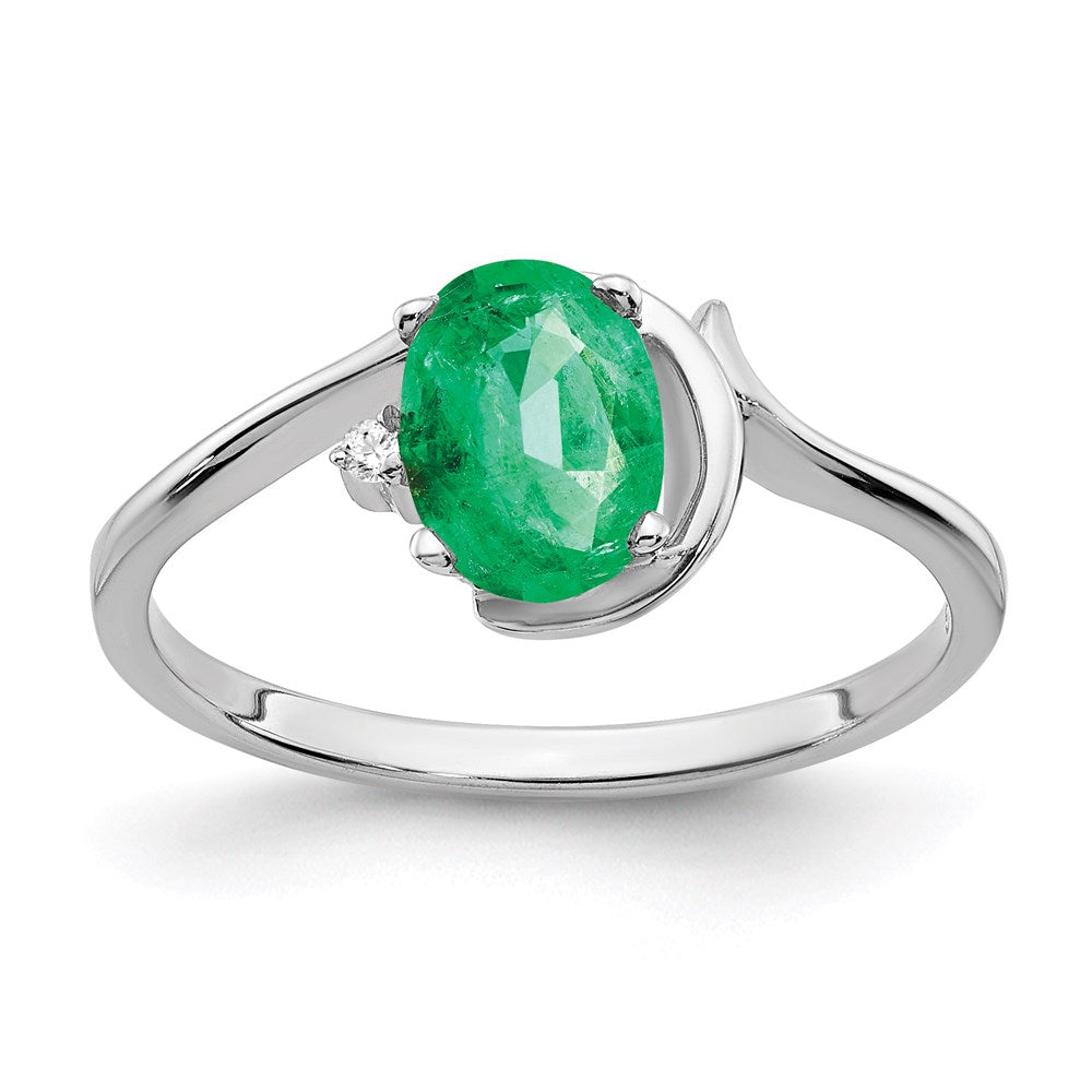 14k white gold 7x5mm oval emerald a real diamond ring y2202e a