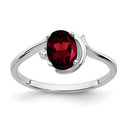 14k white gold 7x5mm oval garnet checker a real diamond ring y2202gc a