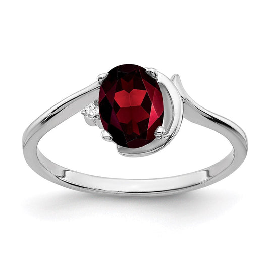 14k white gold 7x5mm oval garnet checker a real diamond ring y2202gc a