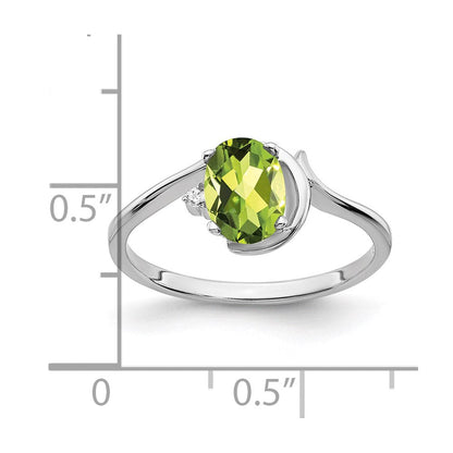 14k white gold 7x5mm oval peridot checker a real diamond ring y2202pc a