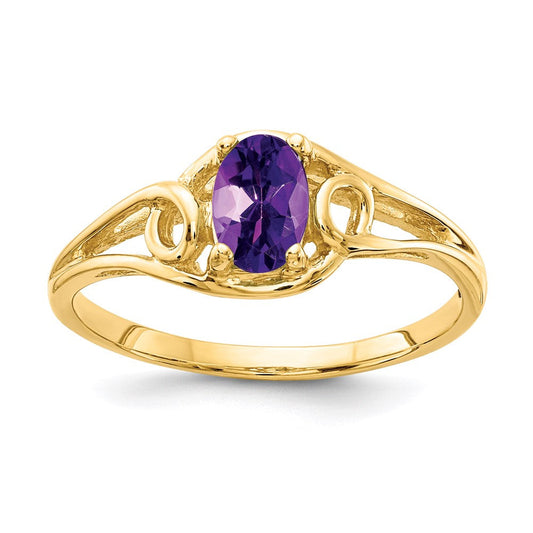 14k yellow gold 7x5mm oval amethyst checker ring y2205ac