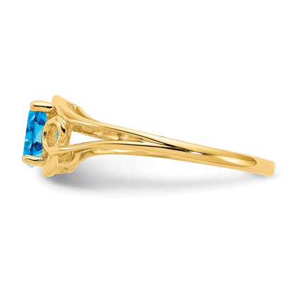 14K Yellow Gold 6x4mm Oval Blue Topaz ring