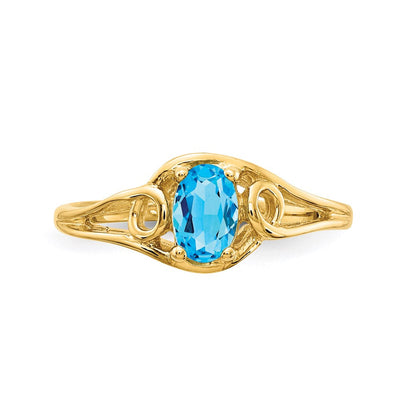 14K Yellow Gold 6x4mm Oval Blue Topaz ring