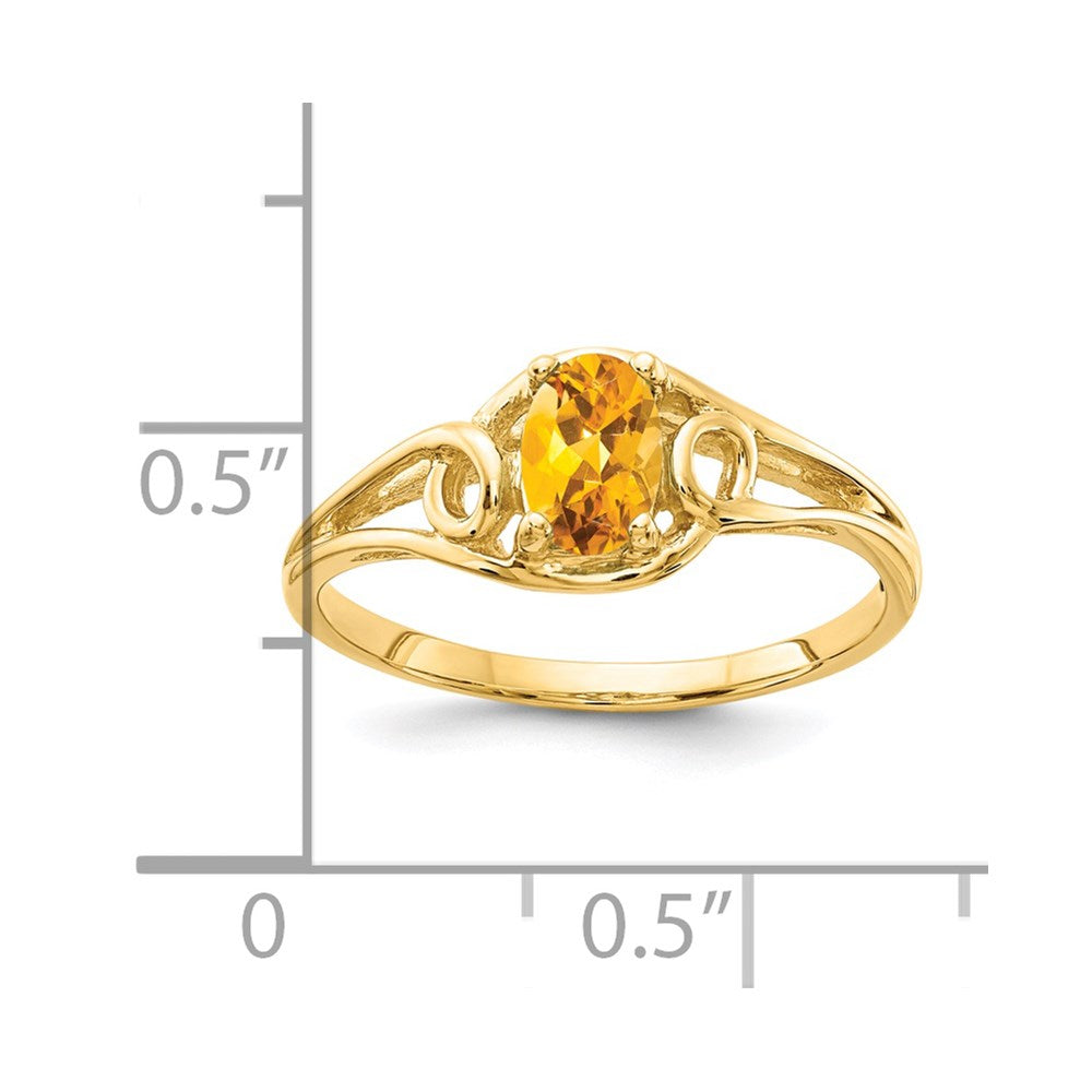 14K Yellow Gold 7x5mm Oval Citrine ring