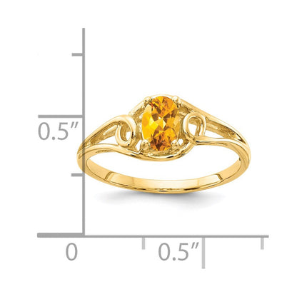 14K Yellow Gold 7x5mm Oval Citrine ring