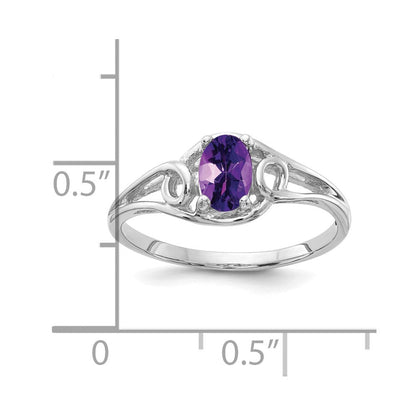 14k white gold 7x5mm oval amethyst checker ring y2206ac