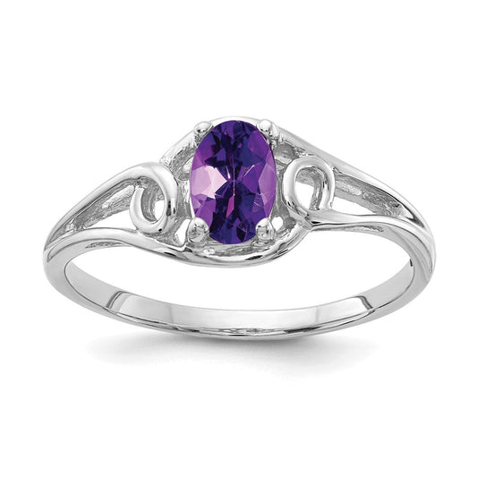 14k white gold 7x5mm oval amethyst checker ring y2206ac