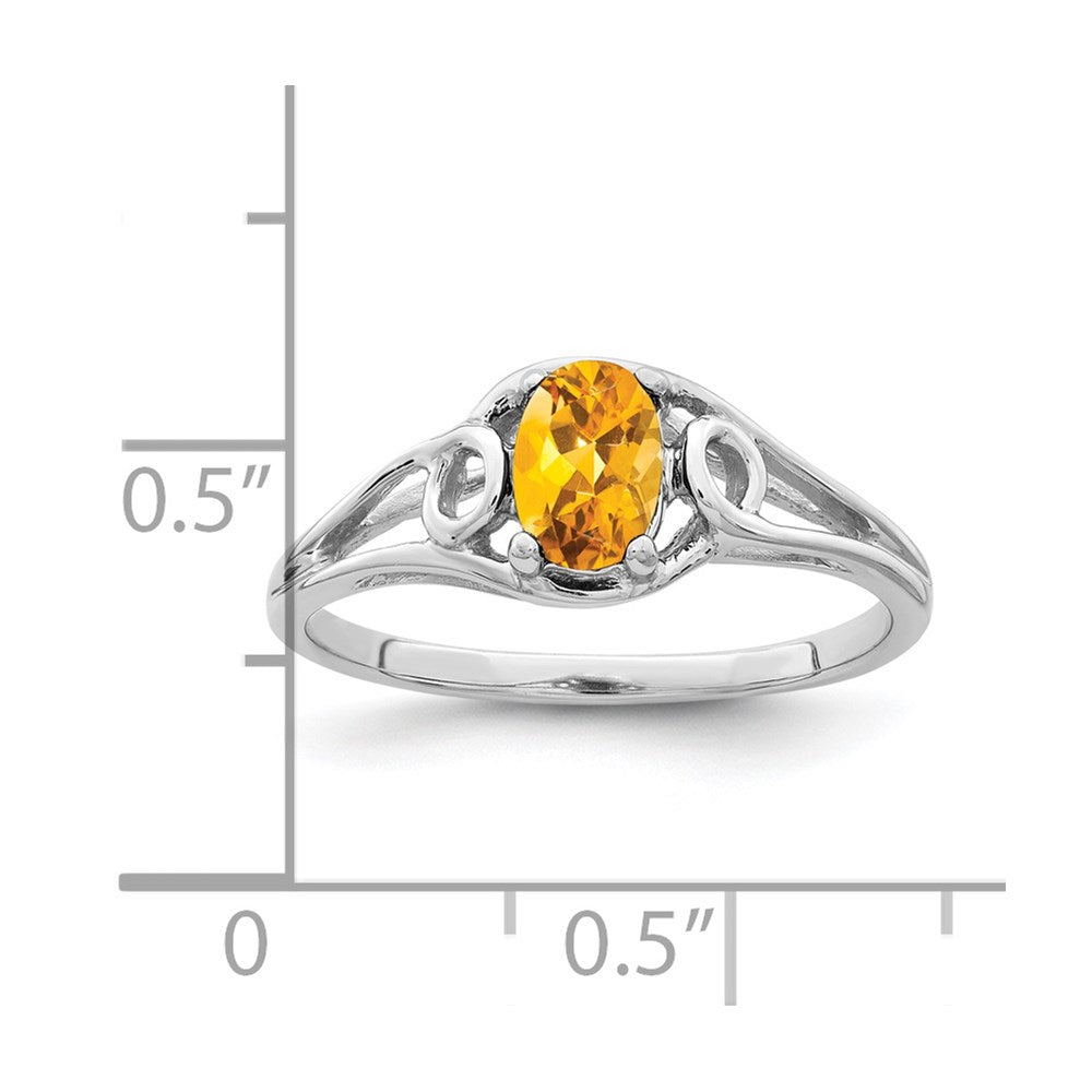 14k white gold 7x5mm oval citrine checker ring y2206cc