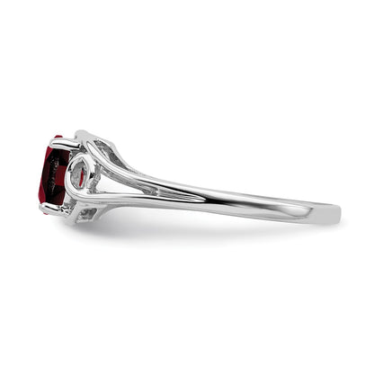 Solid 14k White Gold 6x4mm Oval Simulated Garnet Ring
