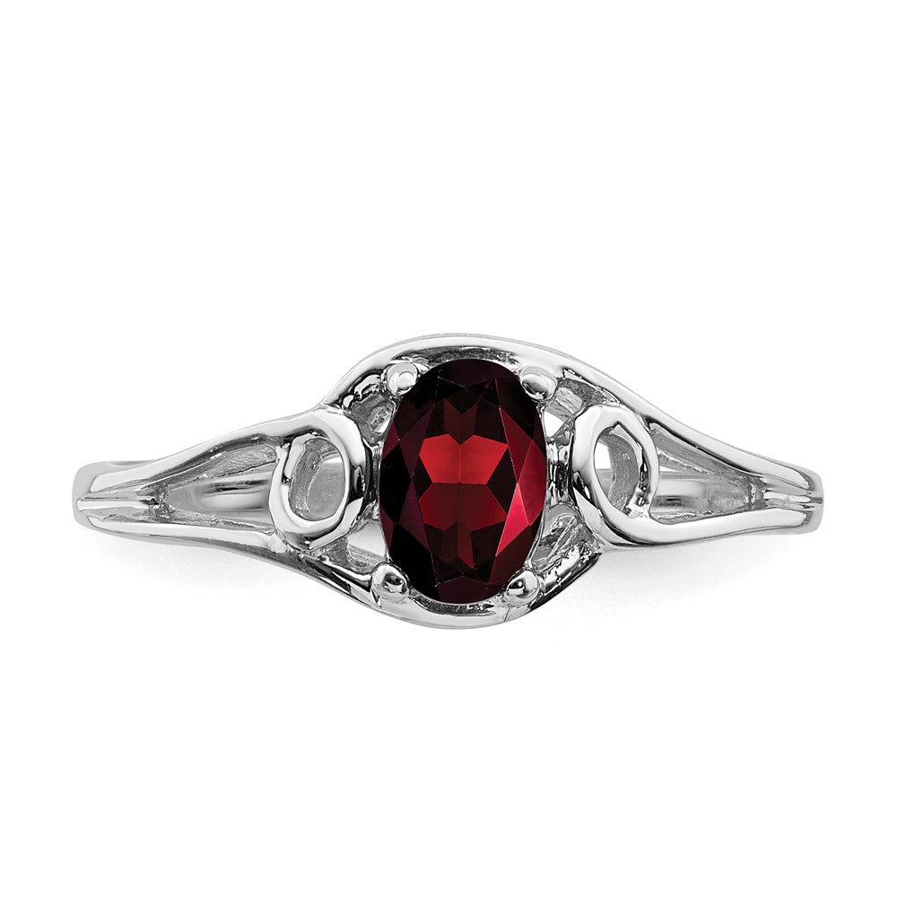 Solid 14k White Gold 6x4mm Oval Simulated Garnet Ring
