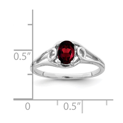 Solid 14k White Gold 6x4mm Oval Simulated Garnet Ring