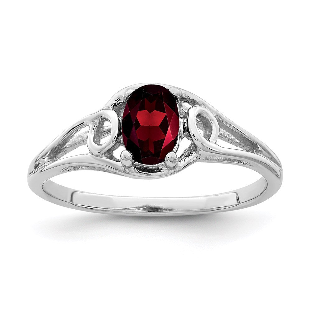 14k white gold 7x5mm oval garnet checker ring y2206gc