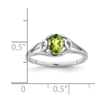 14k white gold 7x5mm oval peridot checker ring y2206pc