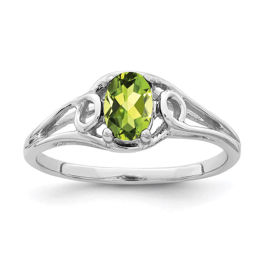 14k white gold 7x5mm oval peridot checker ring y2206pc