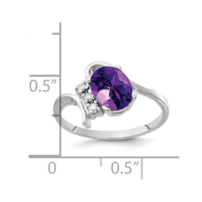 14k white gold 8x6mm oval amethyst checker a real diamond ring y2217ac a