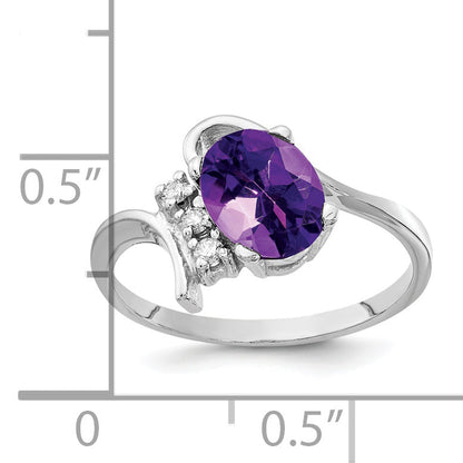 Solid 14k White Gold 8x6mm Oval Simulated Amethyst AAA CZ Ring