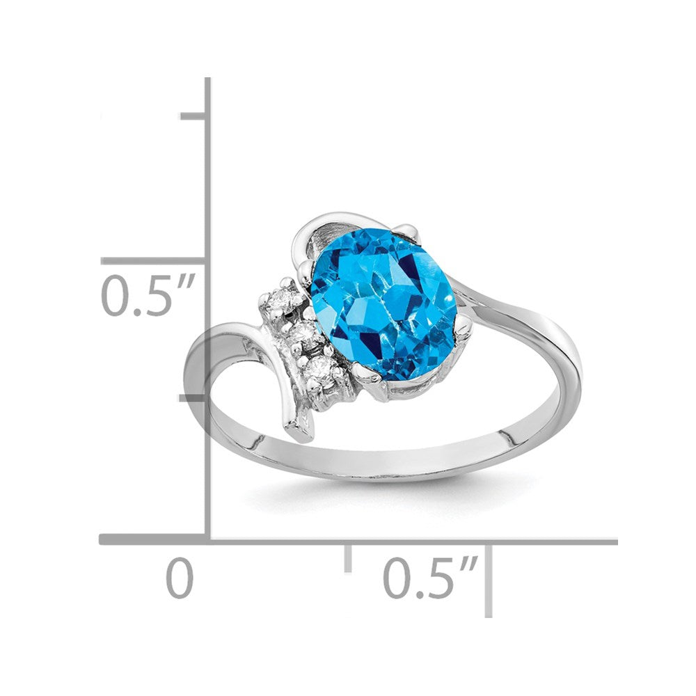 14k white gold 8x6mm oval blue topaz checker vs real diamond ring y2217bc vs