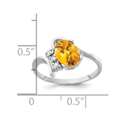 14k White Gold 8x6mm Oval Citrine A Real Diamond ring