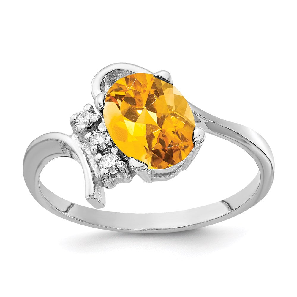 14k white gold 8x6mm oval citrine checker a real diamond ring y2217cc a