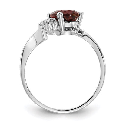 14k white gold 8x6mm oval garnet checker a real diamond ring y2217gc a