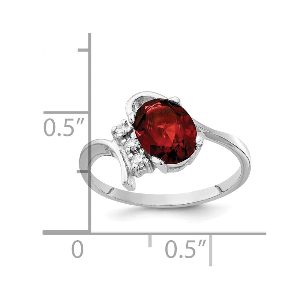 14k White Gold 8x6mm Oval Garnet A Real Diamond ring