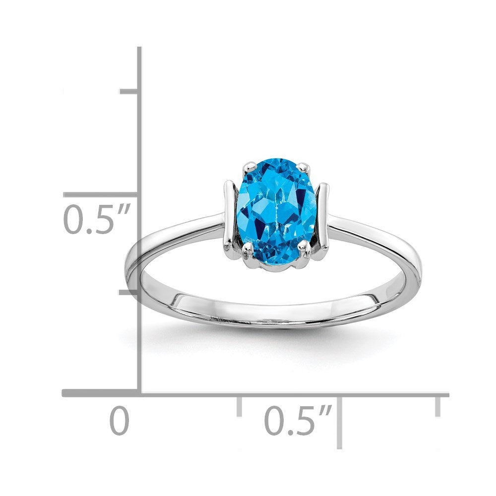 14k white gold 7x5mm oval blue topaz checker ring y2220bc
