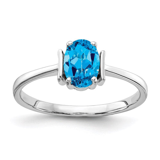 14k white gold 7x5mm oval blue topaz checker ring y2220bc