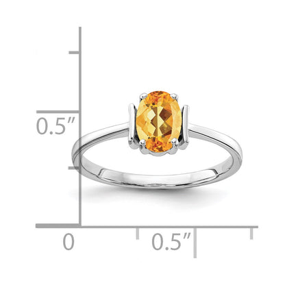 14k white gold 7x5mm oval citrine checker ring y2220cc