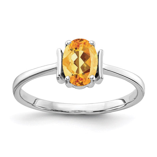 14k white gold 7x5mm oval citrine checker ring y2220cc
