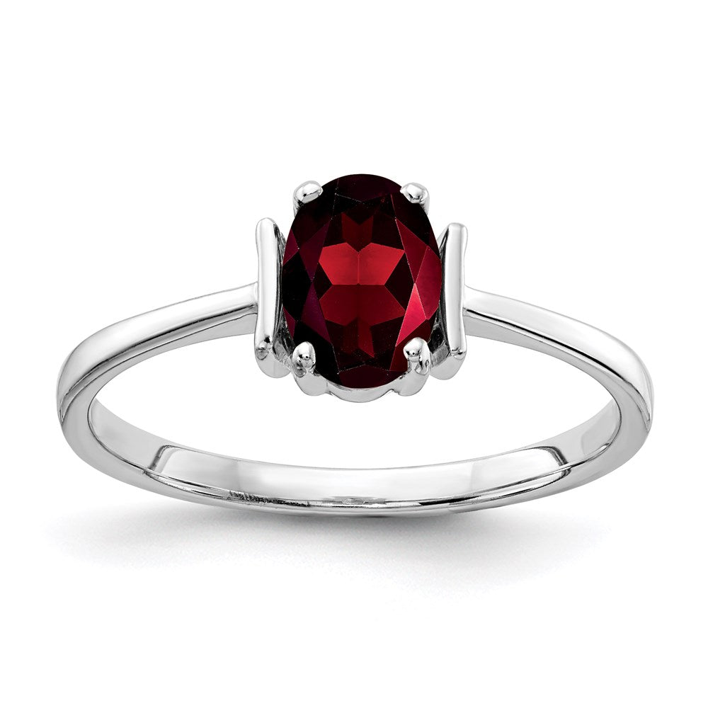 14k white gold 7x5mm oval garnet checker ring y2220gc