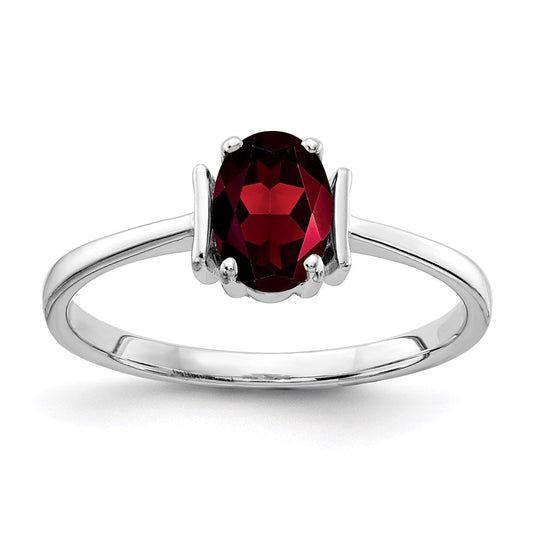 14k white gold 7x5mm oval garnet checker ring y2220gc