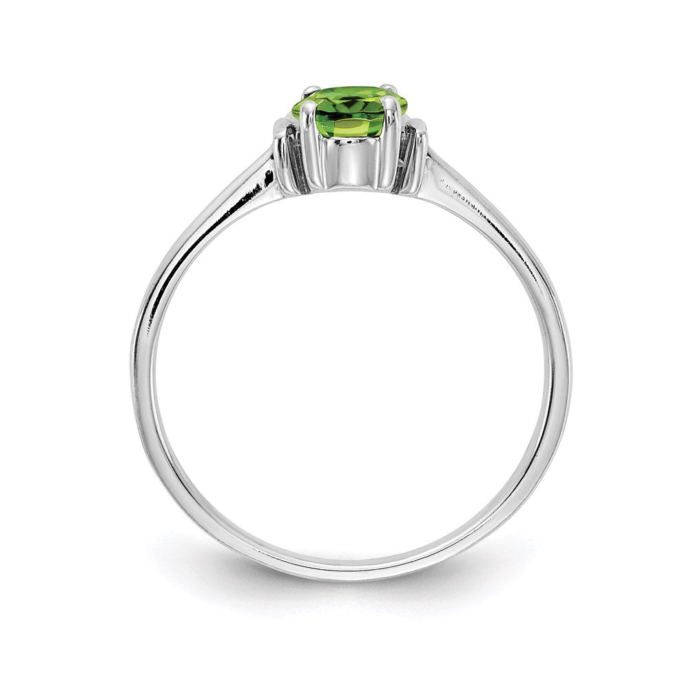 14k white gold 7x5mm oval peridot checker ring y2220pc