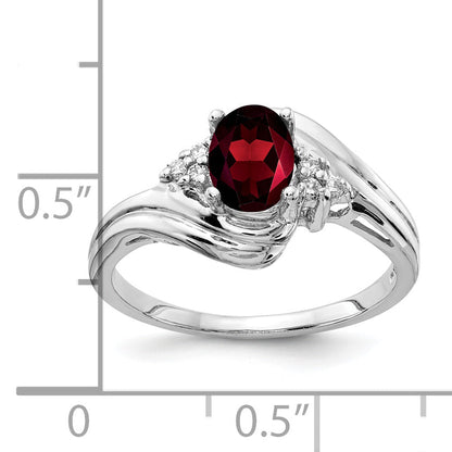 Solid 14k White Gold 7x5mm Oval Simulated Garnet AA CZ Ring