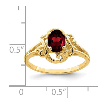 14K Yellow Gold 7x5mm Oval Garnet ring