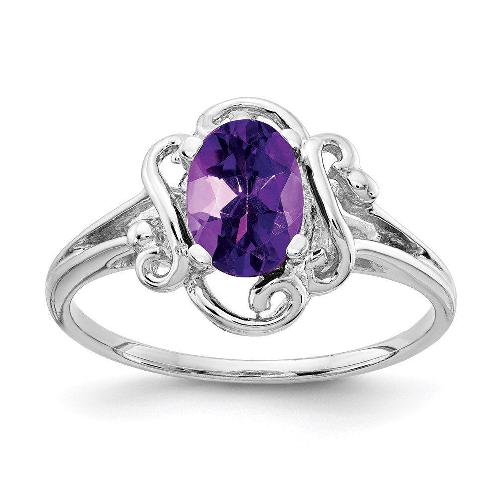 14k white gold 7x5mm oval amethyst ring y2228am