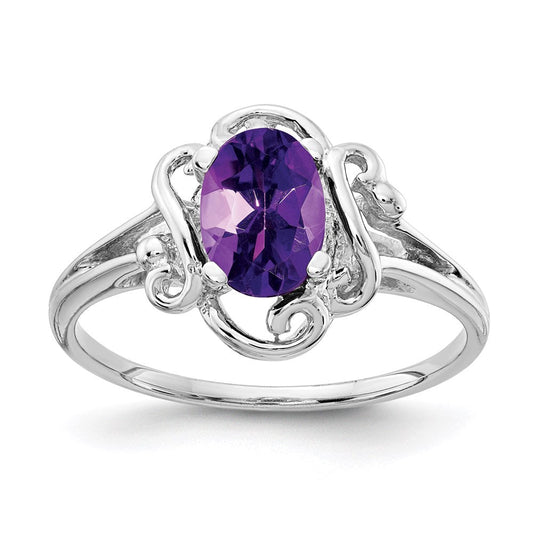14k white gold 7x5mm oval amethyst ring y2228am