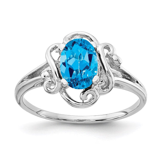 14k white gold 7x5mm oval blue topaz checker ring y2228bc