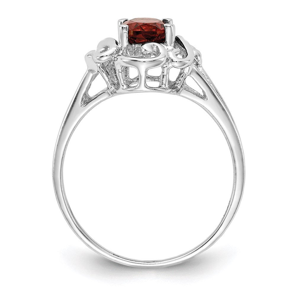 14k white gold 7x5mm oval garnet checker ring y2228gc